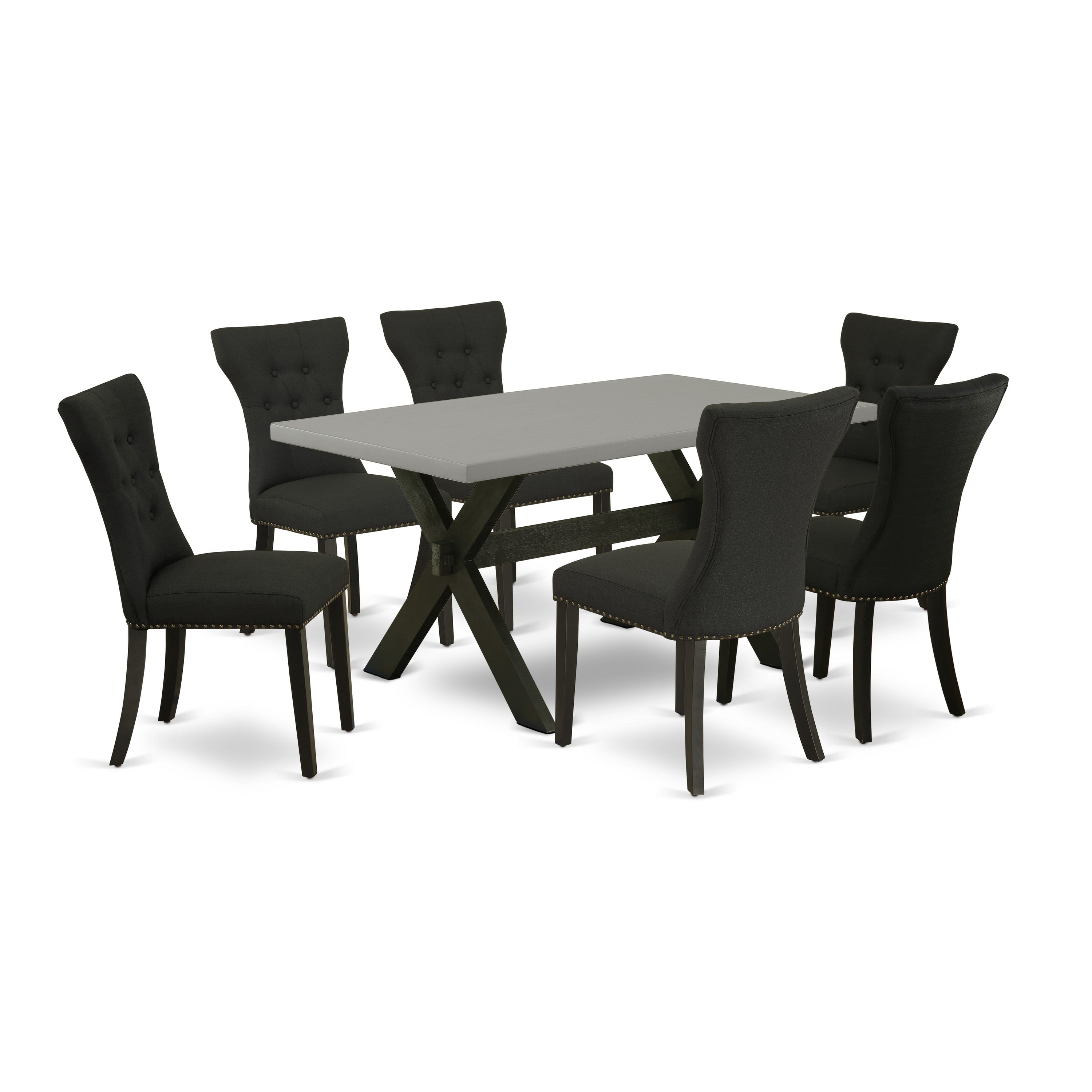 EAST WEST FURNITURE - X696GA124-7 - 7-Pc Kitchen Dining Set - 6 Parson Chairs and 1 Dining Room Table