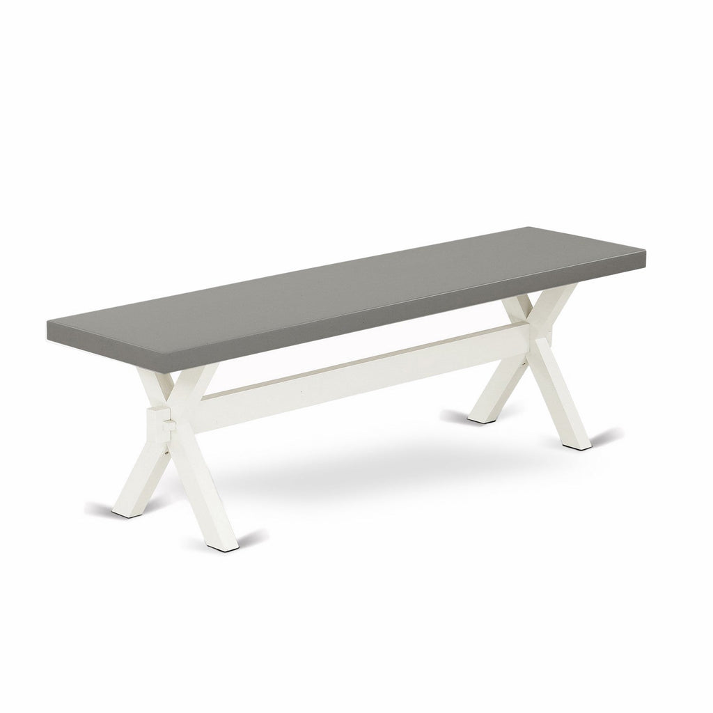 East West Furniture X096CE215-6 6 Piece Dining Table Set Contains a Rectangle Kitchen Table with X-Legs and 4 Baby Blue Linen Fabric Upholstered Chairs with a Bench, 36x60 Inch, Multi-Color