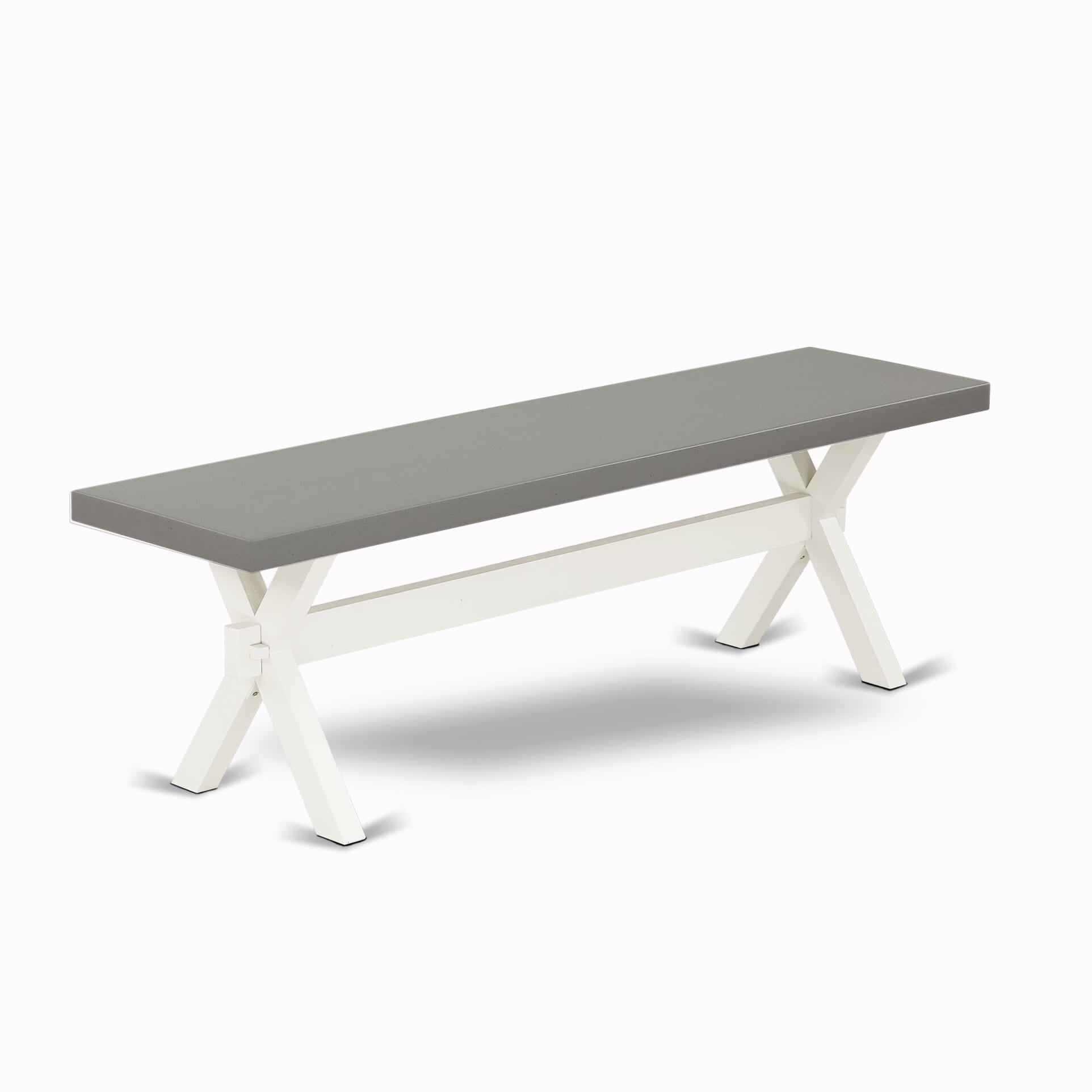 East West Furniture X096MZ015-6 6-Piece Kitchen Table Set Includes a Dinner Table - 4 Baby Blue Linen Fabric Parson Chairs with Stylish Back and a Dining Bench - Wire Brushed linen white Finish