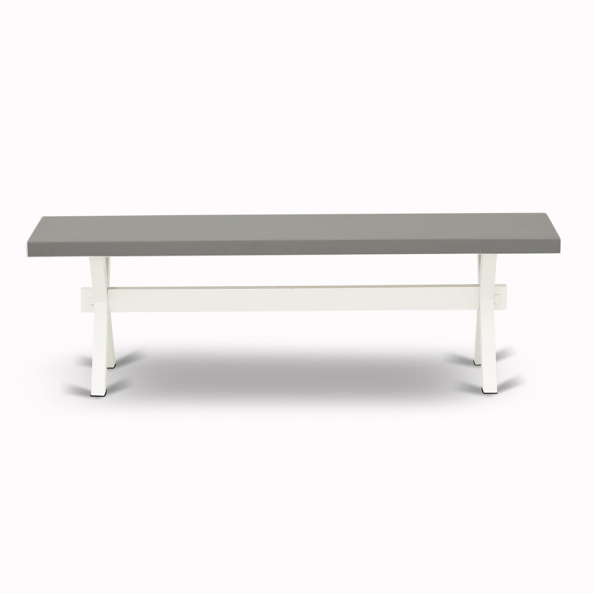 East West Furniture X096MZ001-6 6-Piece Modern Dining Table Set Includes a Kitchen Table - 4 Cream Linen Fabric Dining Chairs with Stylish Back and a Dining Bench - Wire Brushed linen white Finish