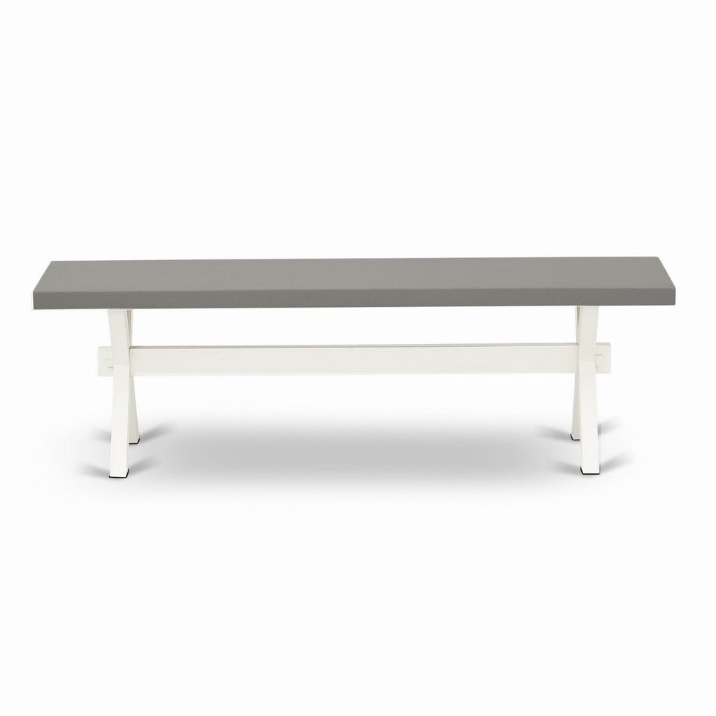 East West Furniture X096LA015-6 6 Piece Dinette Set Contains a Rectangle Dining Table with X-Legs and 4 Baby Blue Linen Fabric Parson Chairs with a Bench, 36x60 Inch, Multi-Color