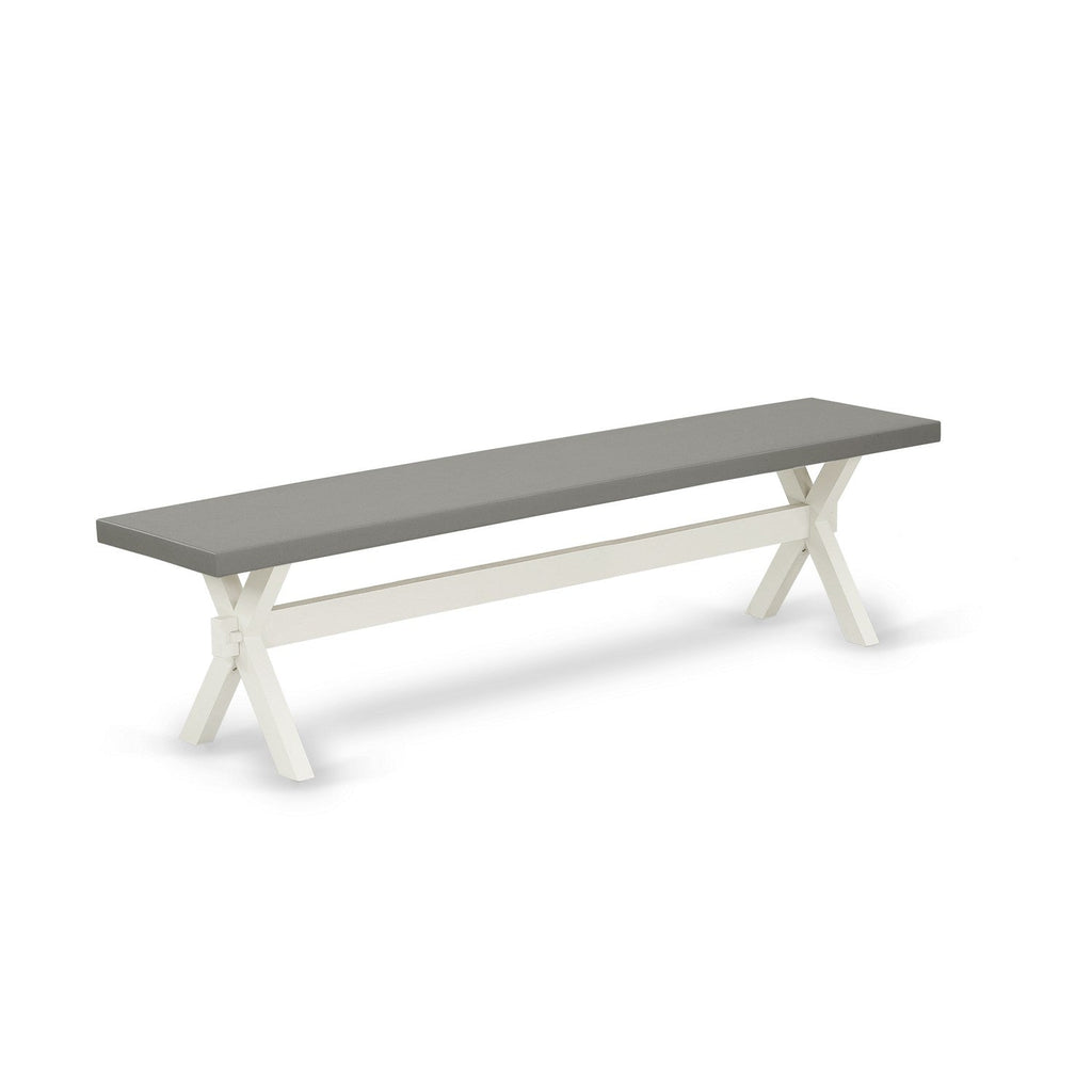 East West Furniture X097AB264-6 6 Piece Modern Dining Table Set Contains a Rectangle Wooden Table with X-Legs and 4 White Faux Leather Parson Chairs with a Bench, 40x72 Inch, Multi-Color
