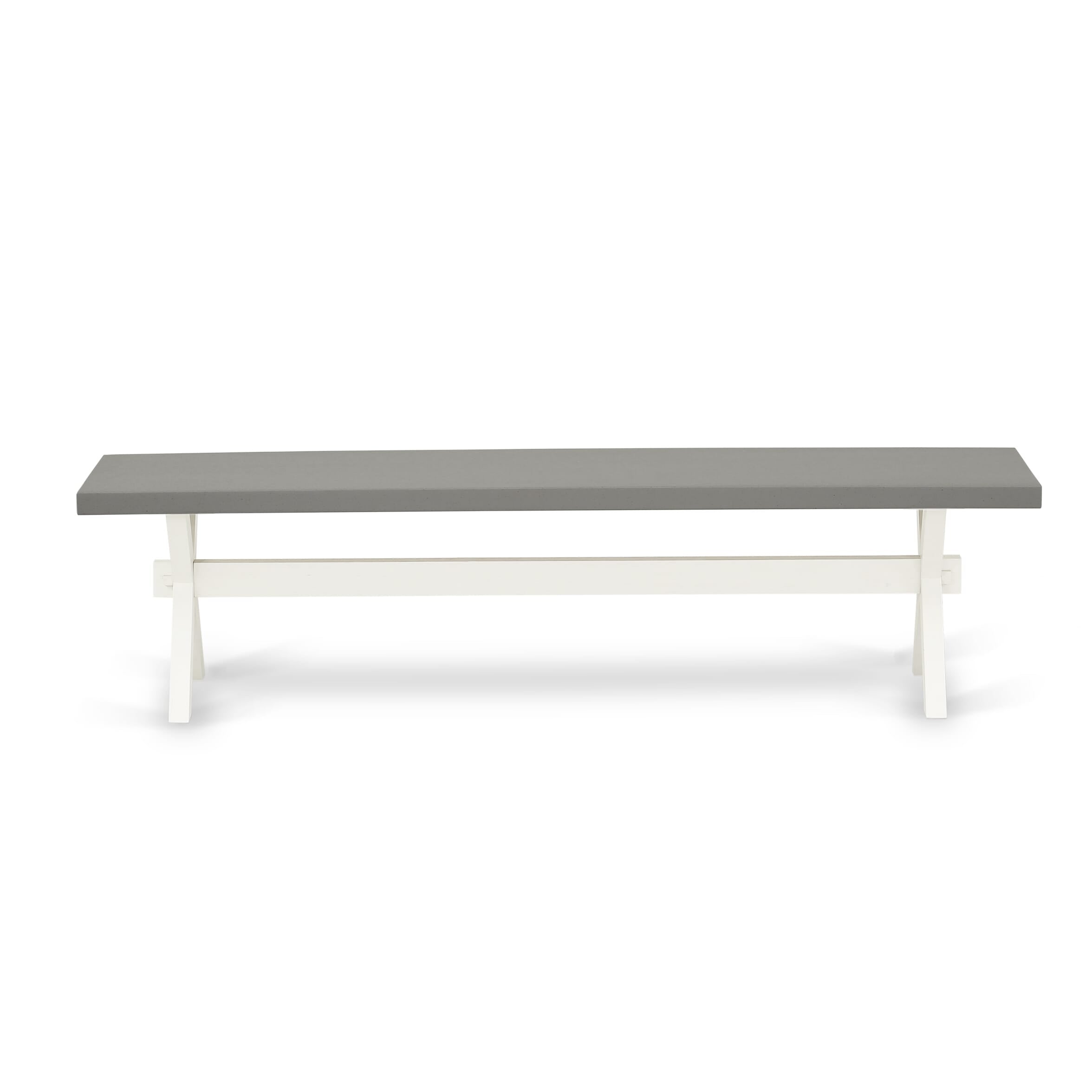 East West Furniture X097MZ001-6 6-Pc Dining Room Set Consists of a Dinning Table - 4 Cream Linen Fabric Dining Chairs with Stylish Back and a Small Bench - Wire Brushed linen white Finish