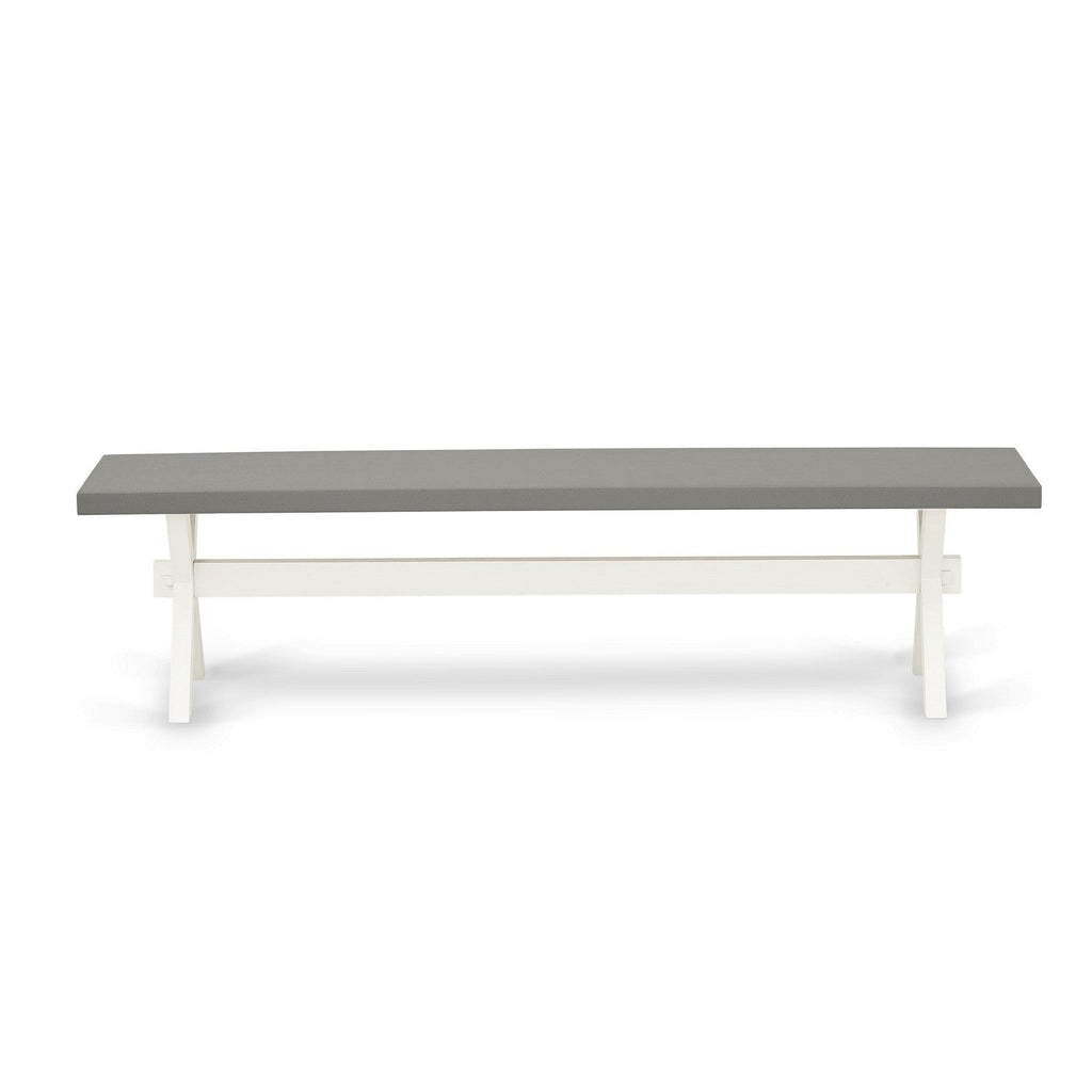 East West Furniture X097SI215-6 6 Piece Dining Set Contains a Rectangle Dining Room Table with X-Legs and 4 Baby Blue Linen Fabric Parson Chairs with a Bench