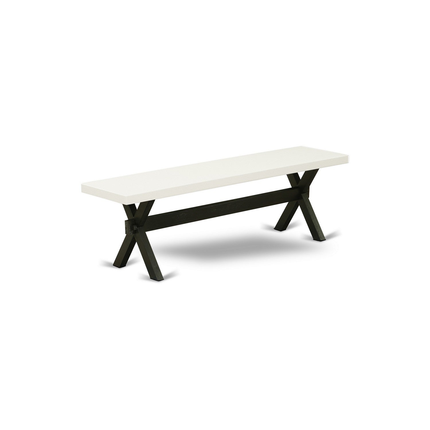 X-Style 15x60 in Dining Bench with Wirebrushed Black Leg and Linen White Top finish