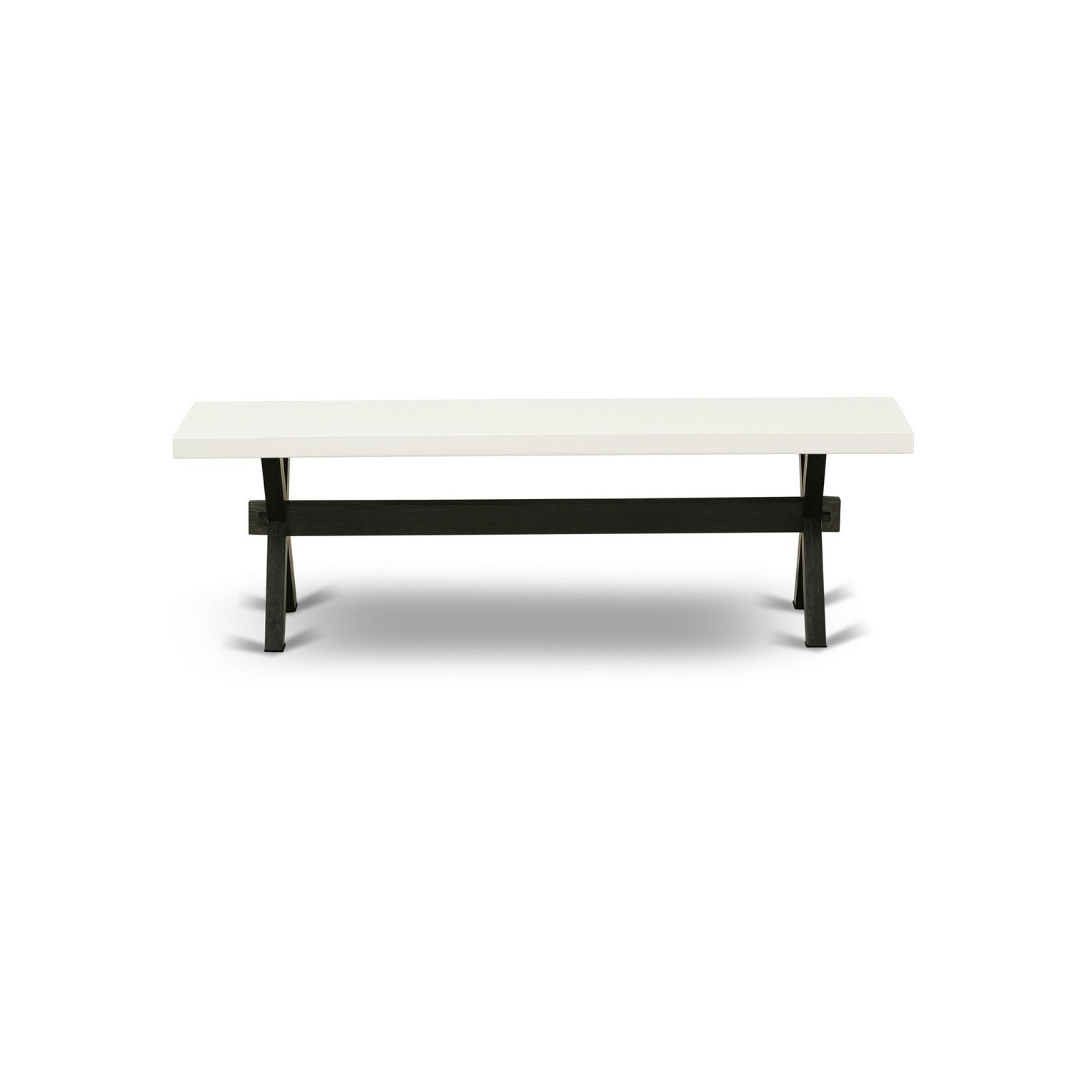X-Style 15x60 in Dining Bench with Wirebrushed Black Leg and Linen White Top finish