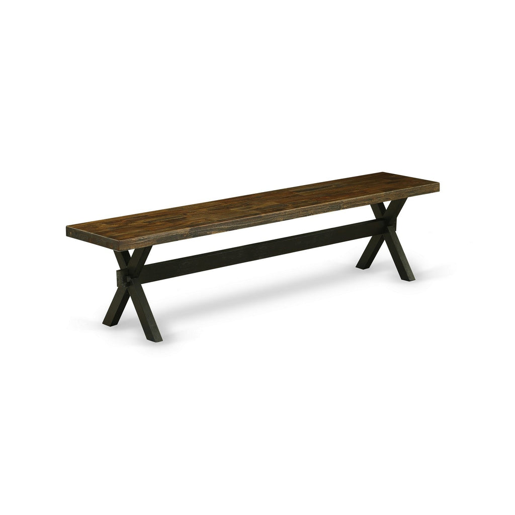 Juego de comedor de 6 piezas East West Furniture X677EL635-6. Contiene una mesa de comedor rectangular con patas en forma de X y 4 sillas Parson de tela de lino y piel de venado con un banco.