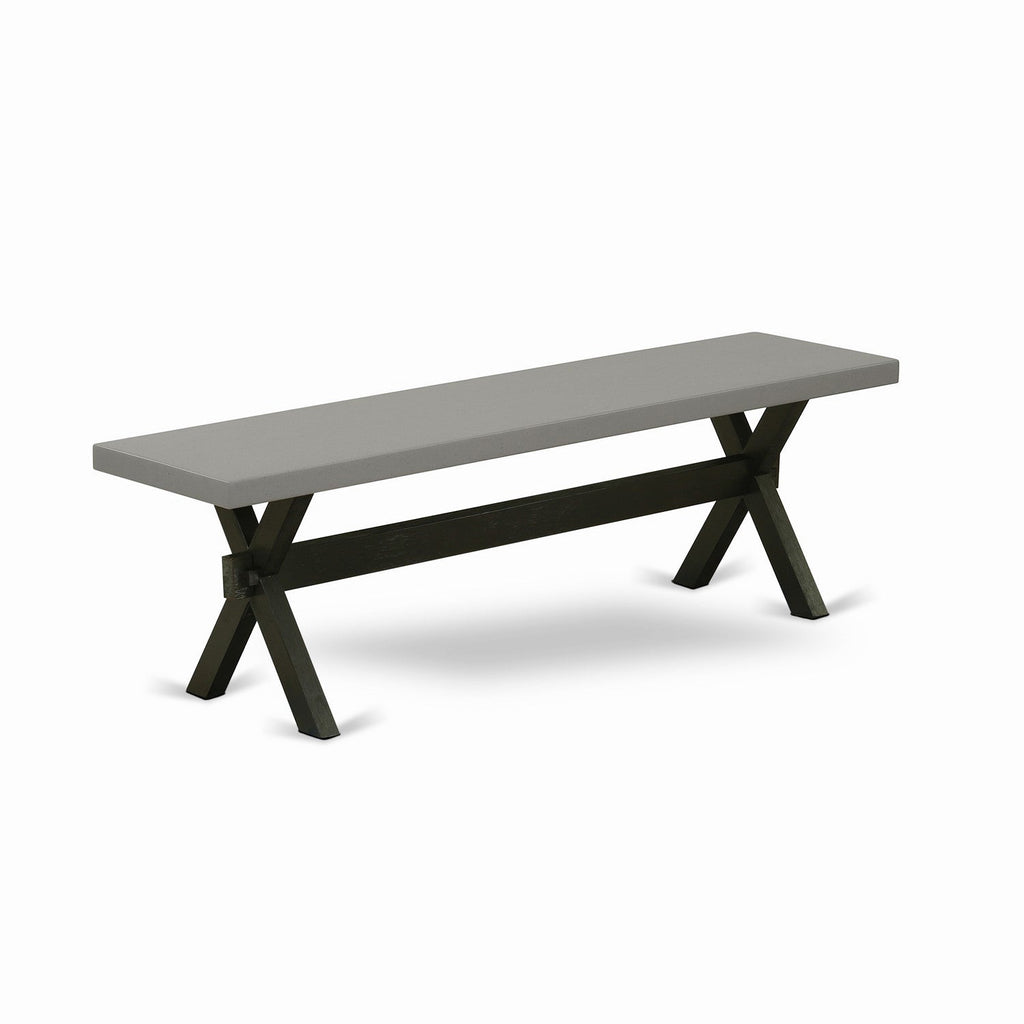 Juego de comedor de 6 piezas East West Furniture X696AB106-6. Contiene una mesa de comedor rectangular con patas en forma de X y 4 sillas Parson de tela de lino Shitake con un banco.