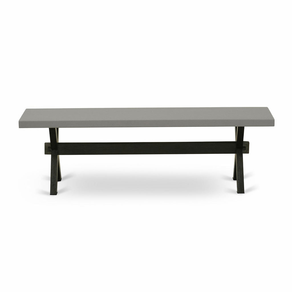Juego de comedor de 6 piezas East West Furniture X696AB106-6. Contiene una mesa de comedor rectangular con patas en forma de X y 4 sillas Parson de tela de lino Shitake con un banco.