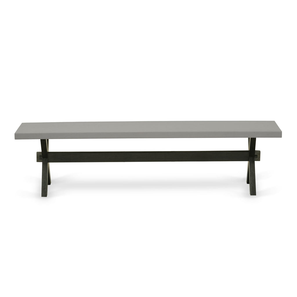 East West Furniture X697MZ650-6 6 Piece Dinette Set Contains a Rectangle Dining Table with X-Legs and 4 Dark Gotham Grey Linen Fabric Parson Chairs with a Bench