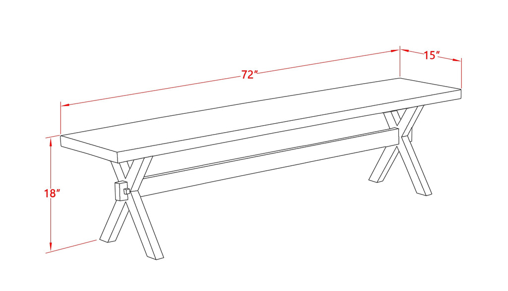 East West Furniture X697MZ650-6 6 Piece Dinette Set Contains a Rectangle Dining Table with X-Legs and 4 Dark Gotham Grey Linen Fabric Parson Chairs with a Bench
