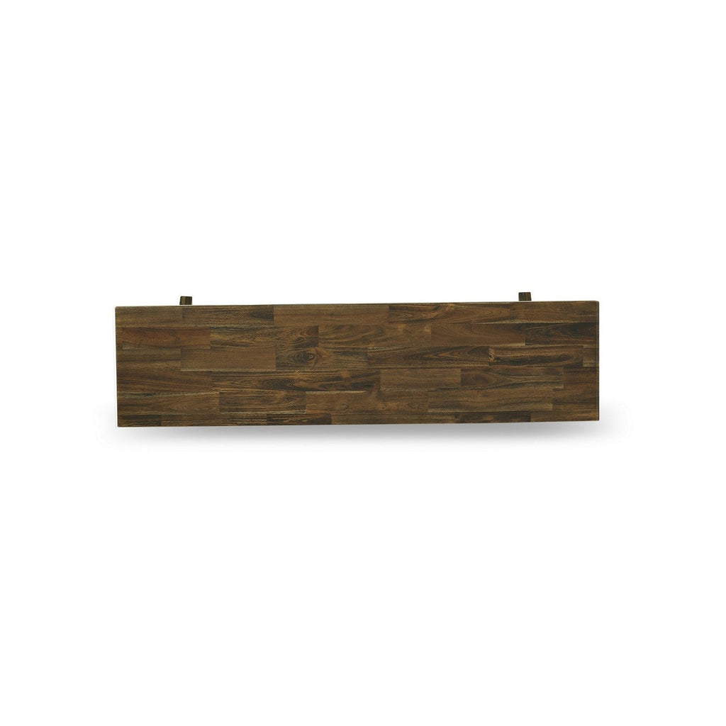 Juego de comedor de 6 piezas East West Furniture X776EL718-6 que incluye una mesa de comedor rectangular con patas en forma de X y 4 sillas Parson de tela de lino marrón con un banco