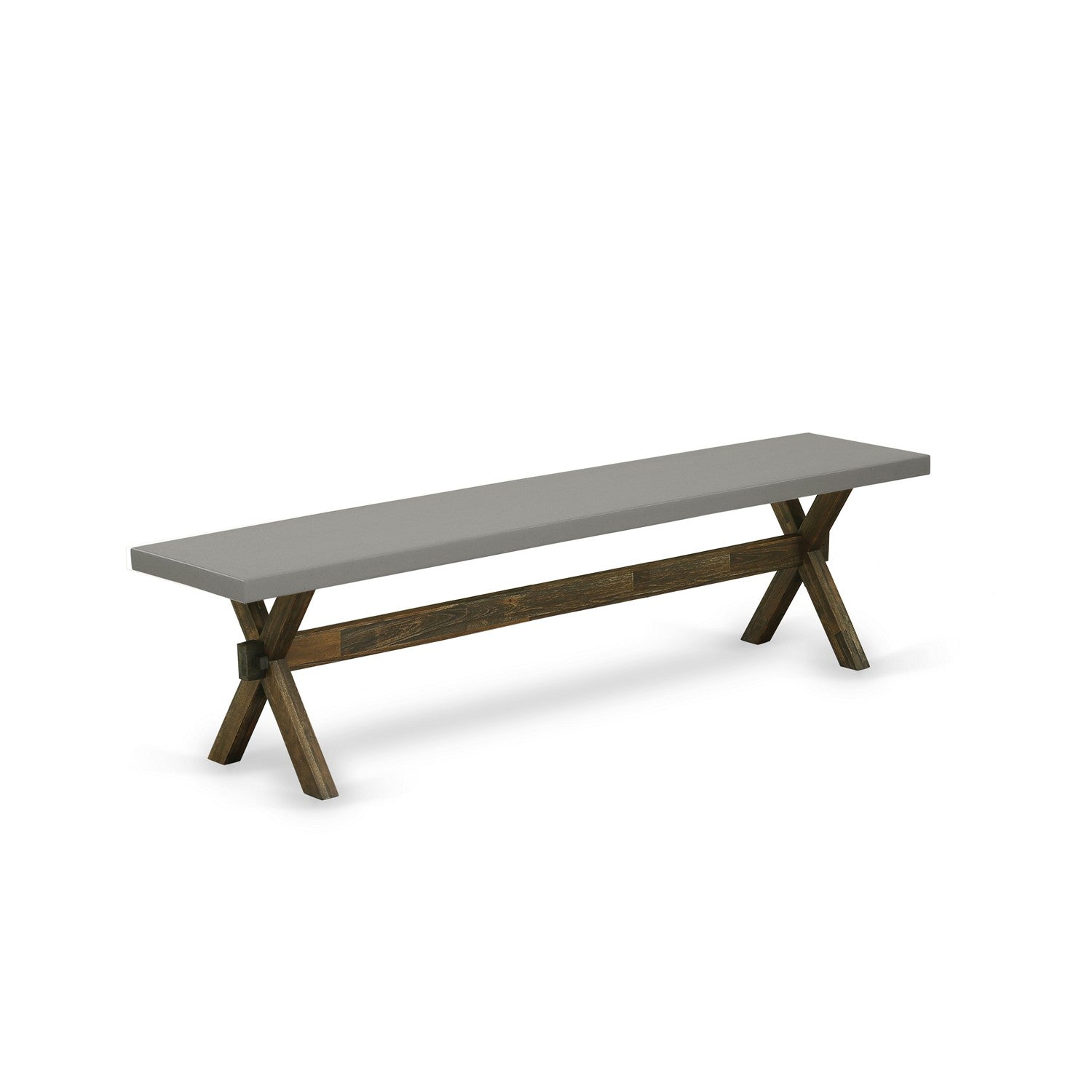 East West Furniture X797FL716-6 6-Pc Modern Dinette Set a Glorious Cement Color Dining Table top and a Gorgeous Bench and 4 beautiful Kitchen Parson Chair with Nai Nail Heads Heads and High Stylish Chair Back, Distressed Jacobean Finish