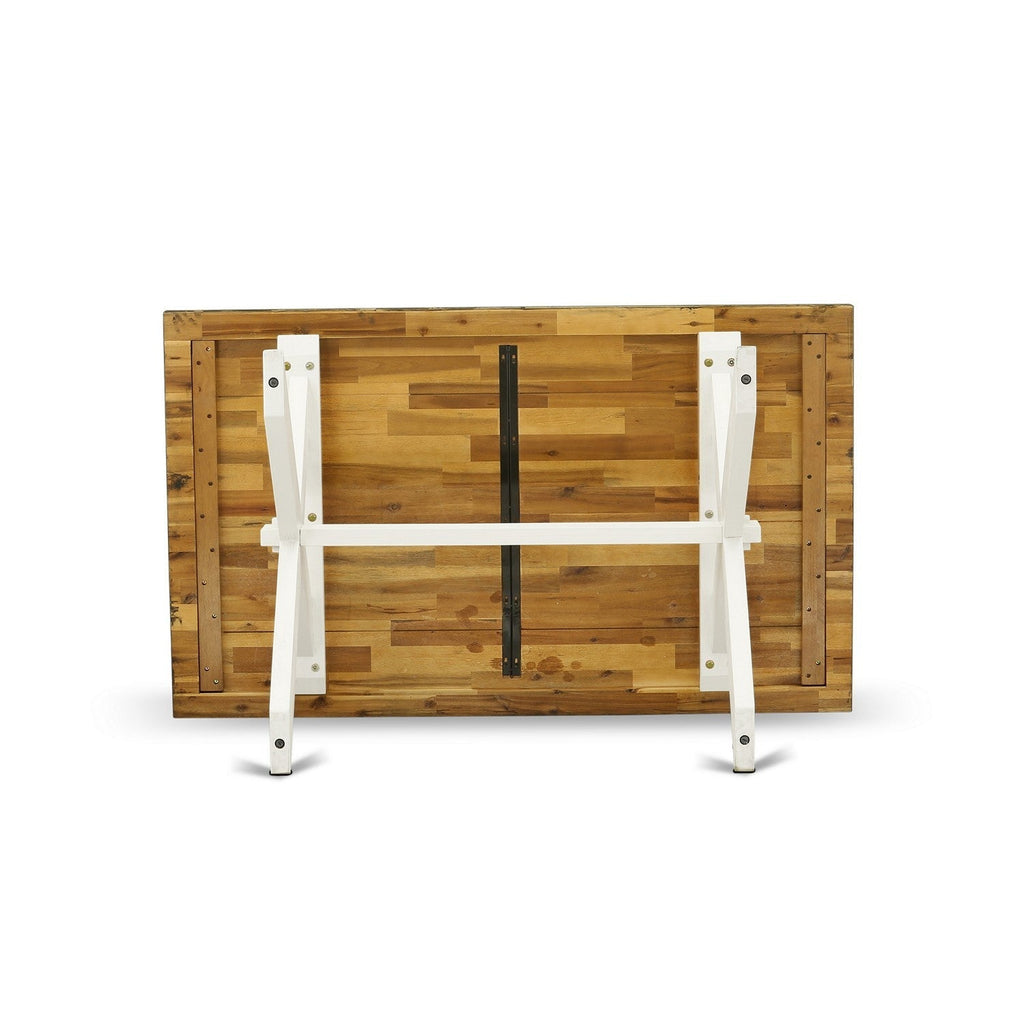 Juego de mesa de comedor de 5 piezas East West Furniture X076FO244-5 Incluye una mesa de cocina rectangular con patas en forma de X y 4 sillas de comedor Parsons de cuero sintético gris claro