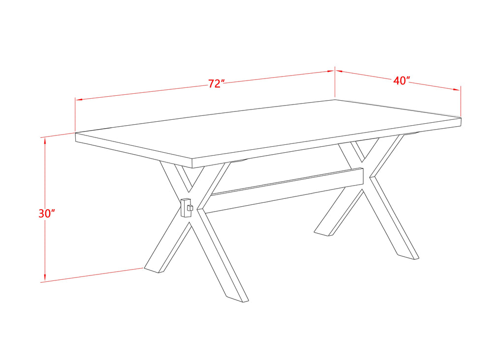 East West Furniture X077LA206-5 5 Piece Dinette Set for 4 Includes a Rectangle Dining Table with X-Legs and 4 Shitake Linen Fabric Parson Dining Room Chairs, 40x72 Inch, Multi-Color