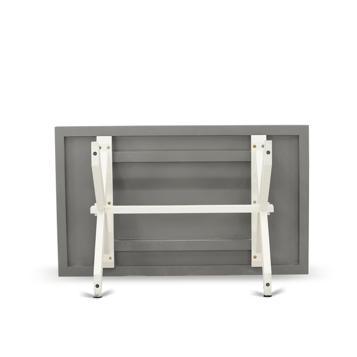 East West Furniture X096MZ015-5 5-Piece Kitchen Table Set Includes a Wooden Table and 4 Baby Blue Linen Fabric Dining Room Chairs with Stylish Back - Wire Brushed linen white Finish
