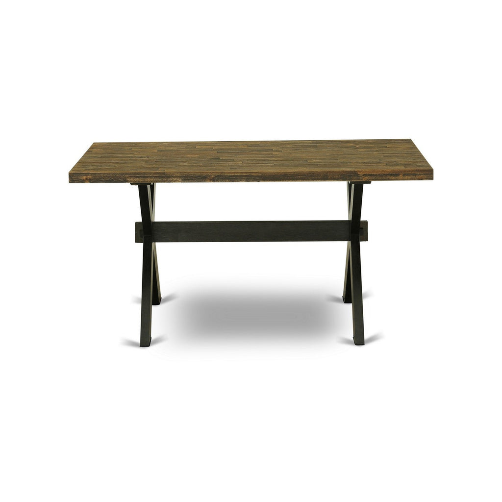 East West Furniture X676FO624-5 5 Piece Dining Room Table Set Includes a Rectangle Kitchen Table with X-Legs and 4 Black Linen Fabric Parsons Dining Chairs