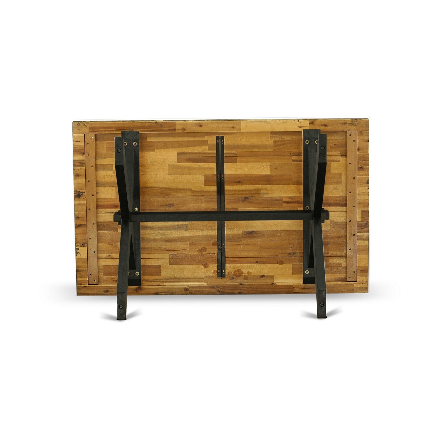 X-Style 36X60 in Dining Table with Wirebrushed Black Leg and Distressed Jacobean 418 Top finish