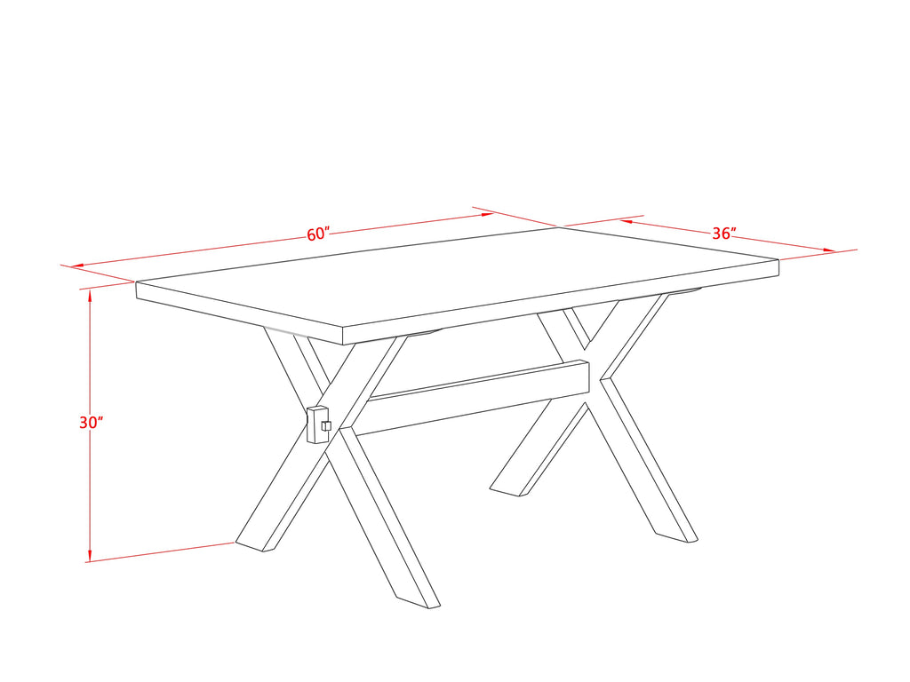 East West Furniture X676FO624-7 7 Piece Dining Table Set Consist of a Rectangle Dining Room Table with X-Legs and 6 Black Linen Fabric Upholstered Parson Chairs, 36x60 Inch, Multi-Color