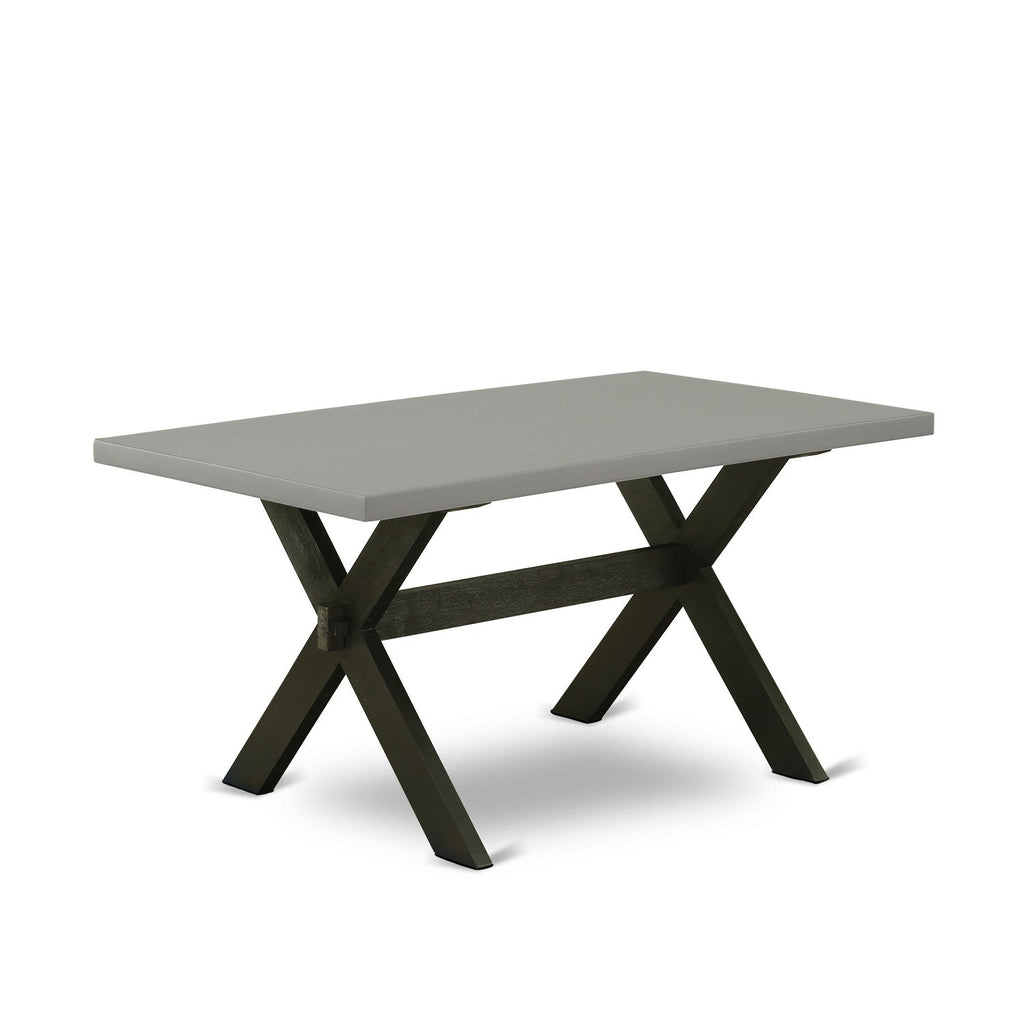 East West Furniture X696CE121-7 7 Piece Dinette Set Consist of a Rectangle Dining Room Table with X-Legs and 6 Mineral Blue Linen Fabric Upholstered Chairs