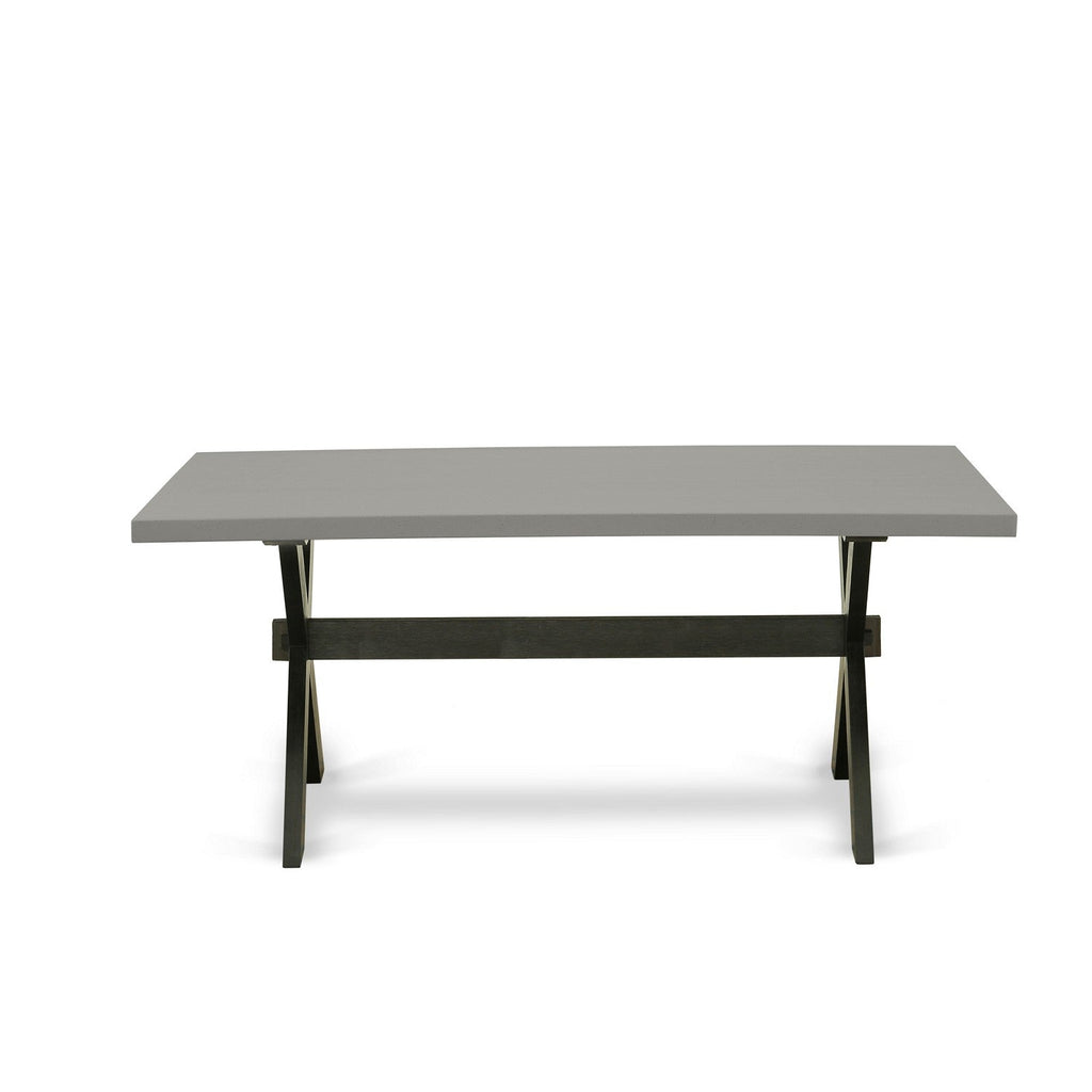 East West Furniture X697MZ650-9 9 Piece Dining Room Set Includes a Rectangle Dining Table with X-Legs and 8 Dark Gotham Grey Linen Fabric Upholstered Chairs