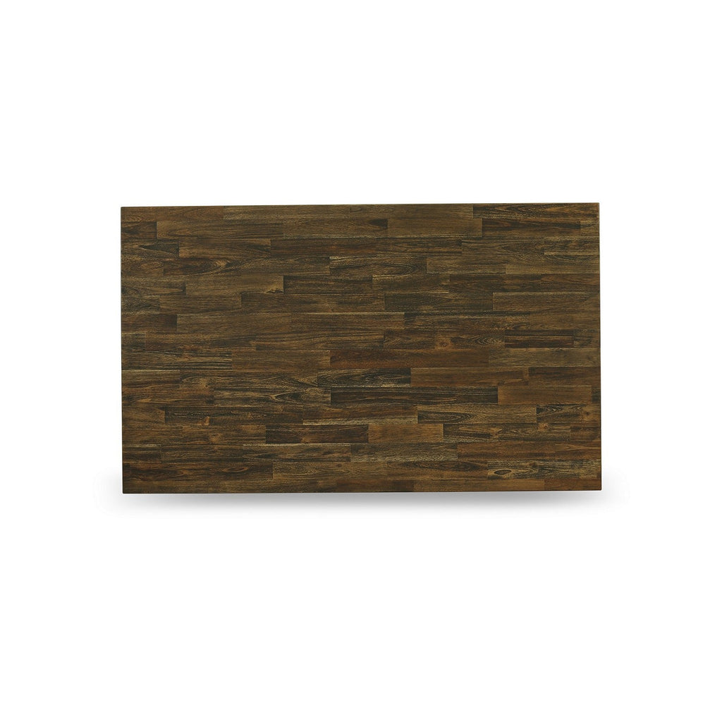 Juego de comedor de 7 piezas East West Furniture X776FO749-7 compuesto por una mesa de comedor rectangular con patas en forma de X y 6 sillas Parson tapizadas en piel sintética negra.