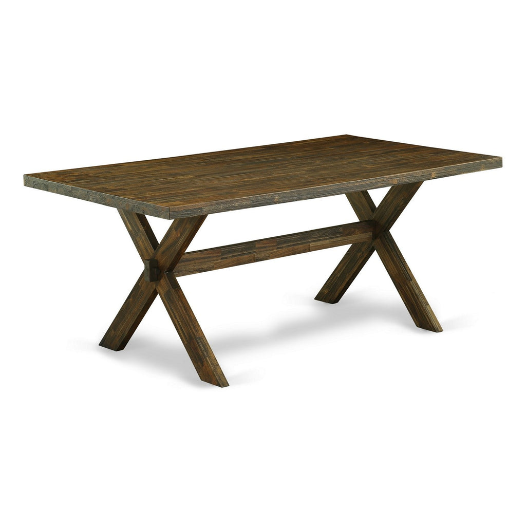 East West Furniture X777SI737-7 7 Piece Modern Dining Table Set Consist of a Rectangle Wooden Table with X-Legs and 6 Limelight Linen Fabric Upholstered Chairs