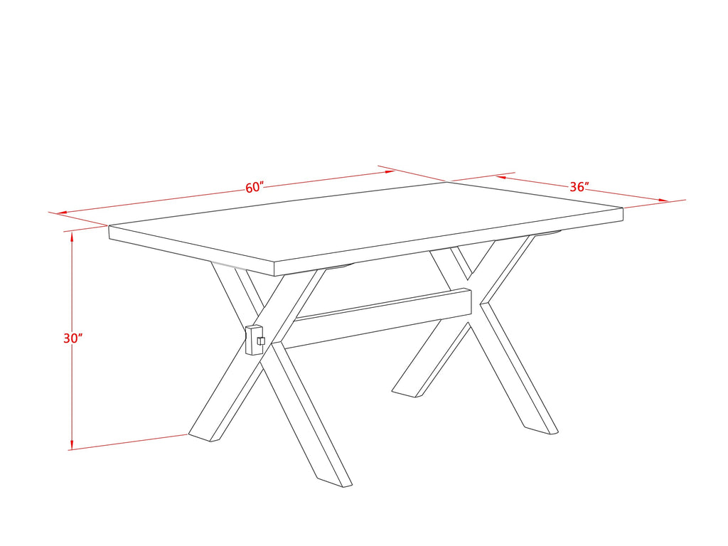 Juego de mesa y sillas de cocina de 5 piezas East West Furniture X796FO749-5. Incluye una mesa de comedor rectangular con patas en forma de X y 4 sillas de comedor Parson de piel sintética negra.