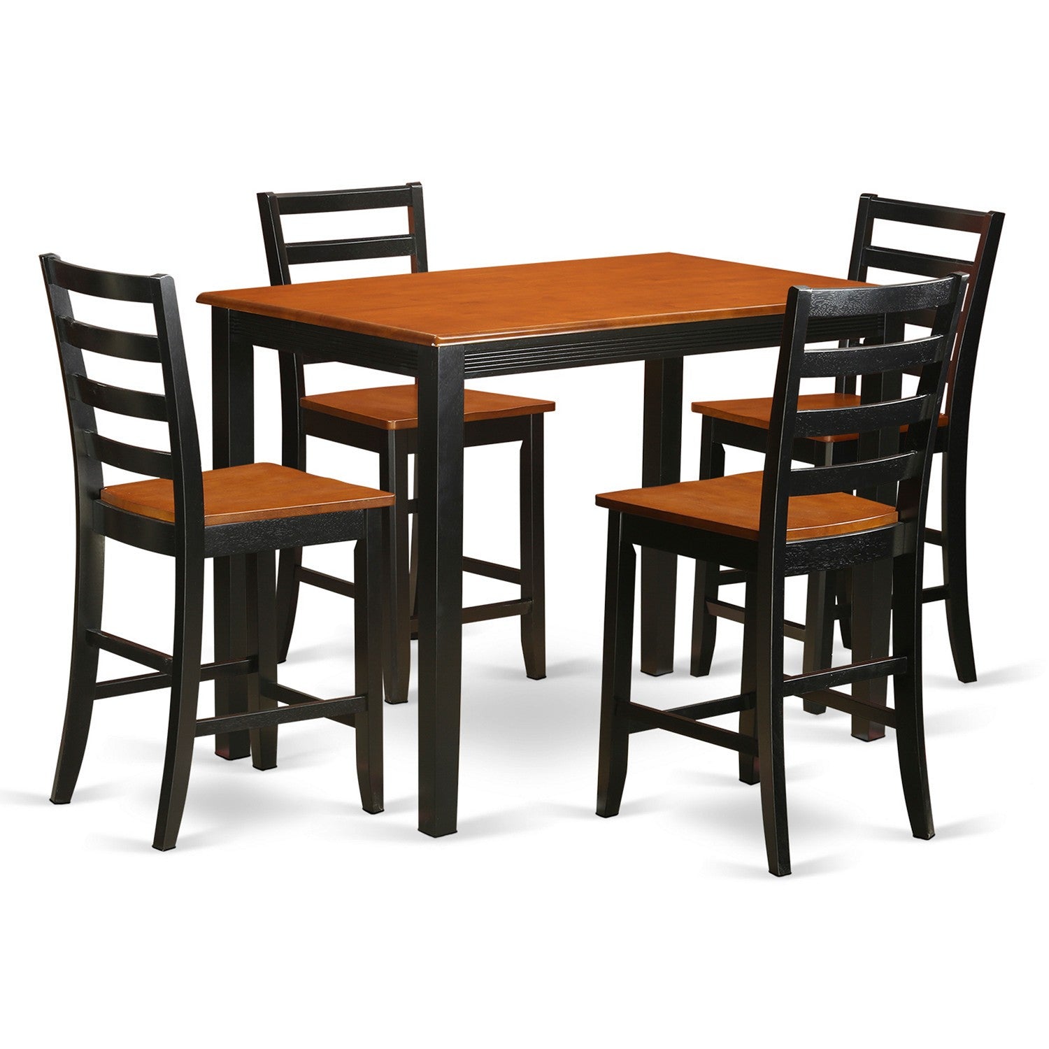 YAFA5-BLK-W 5 Pc counter height pub set - Small Kitchen Table and 4 Kitchen bar stool.