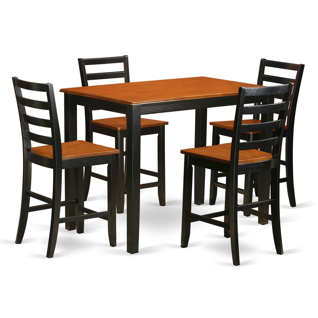 East West Furniture YAFA5-BLK-W 5 Piece Counter Height Dining Table Set Includes a Rectangle Wooden Table and 4 Kitchen Dining Chairs