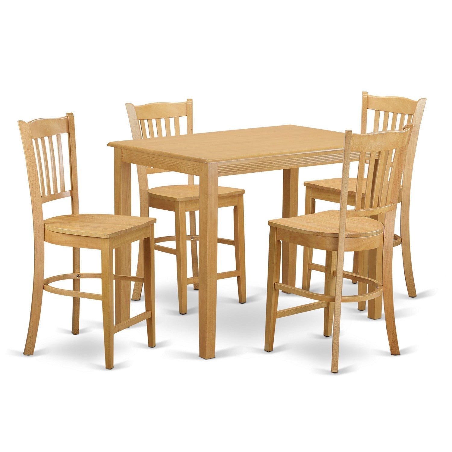 YAGR5-OAK-W 5 PC Dining counter height set-pub Table and 4 counter height stool