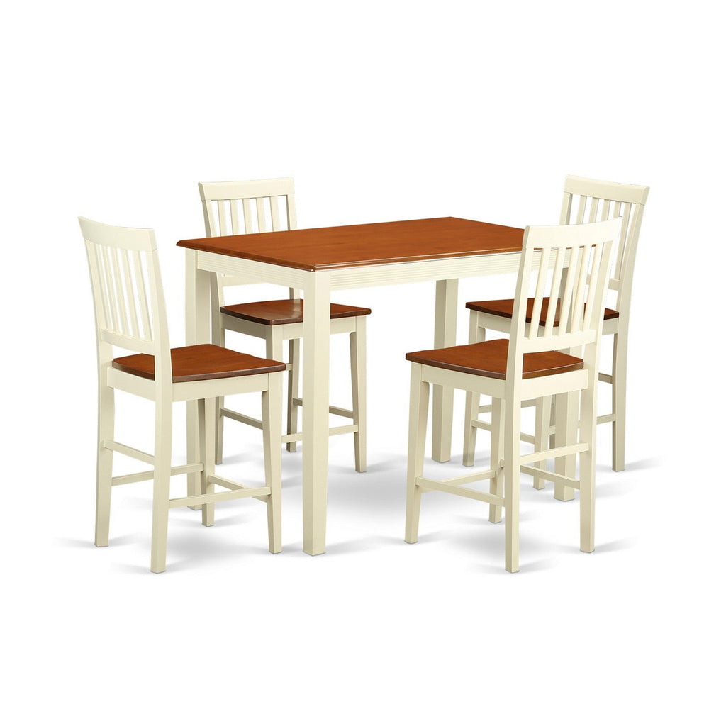 East West Furniture YAVN5-WHI-W 5 Piece Kitchen Counter Set Includes a Rectangle Dining Room Table and 4 Dining Chairs