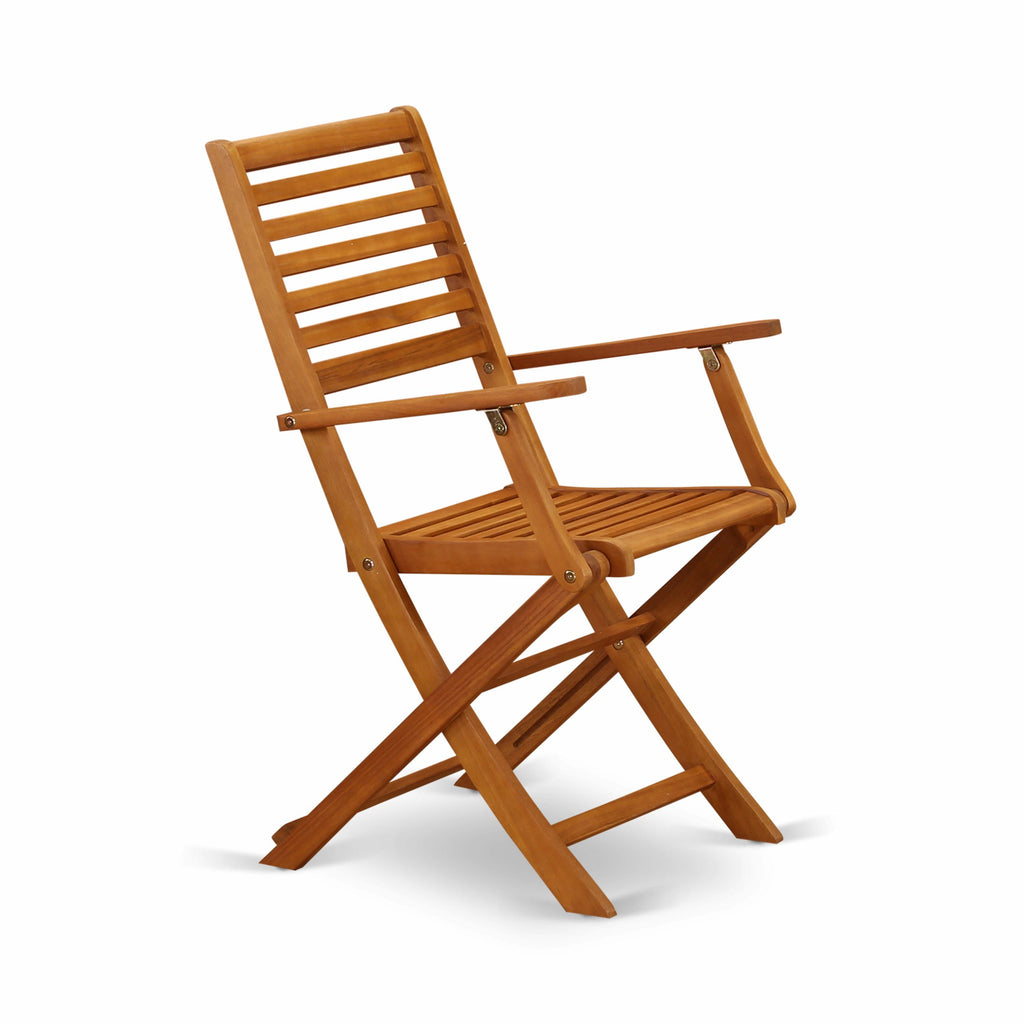 East West Furniture BBSCANA Beasley Folding Patio Dining Chairs With Arm Rest - Acacia Wood