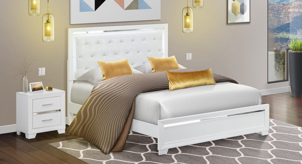 East West Furniture PA05-Q1N000 Pandora 2 Piece Wooden queen bedroom set with a queen bed frames