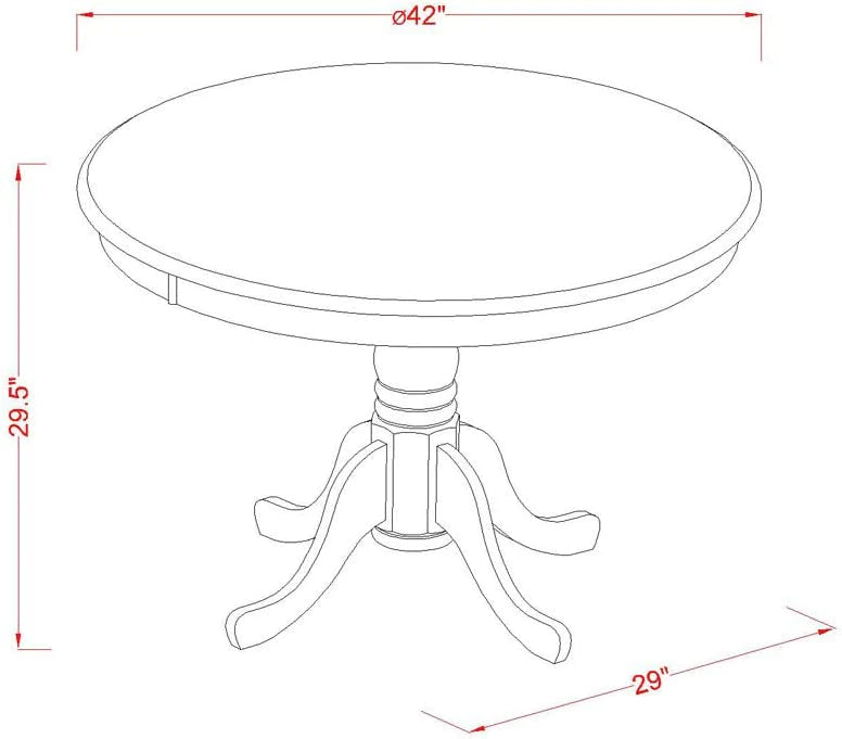 Juego de comedor de 5 piezas East West Furniture HBAB5-ABK-24 para 4 personas. Incluye una mesa de comedor redonda con pedestal y 4 sillas de comedor Parson de tela de lino de color negro.