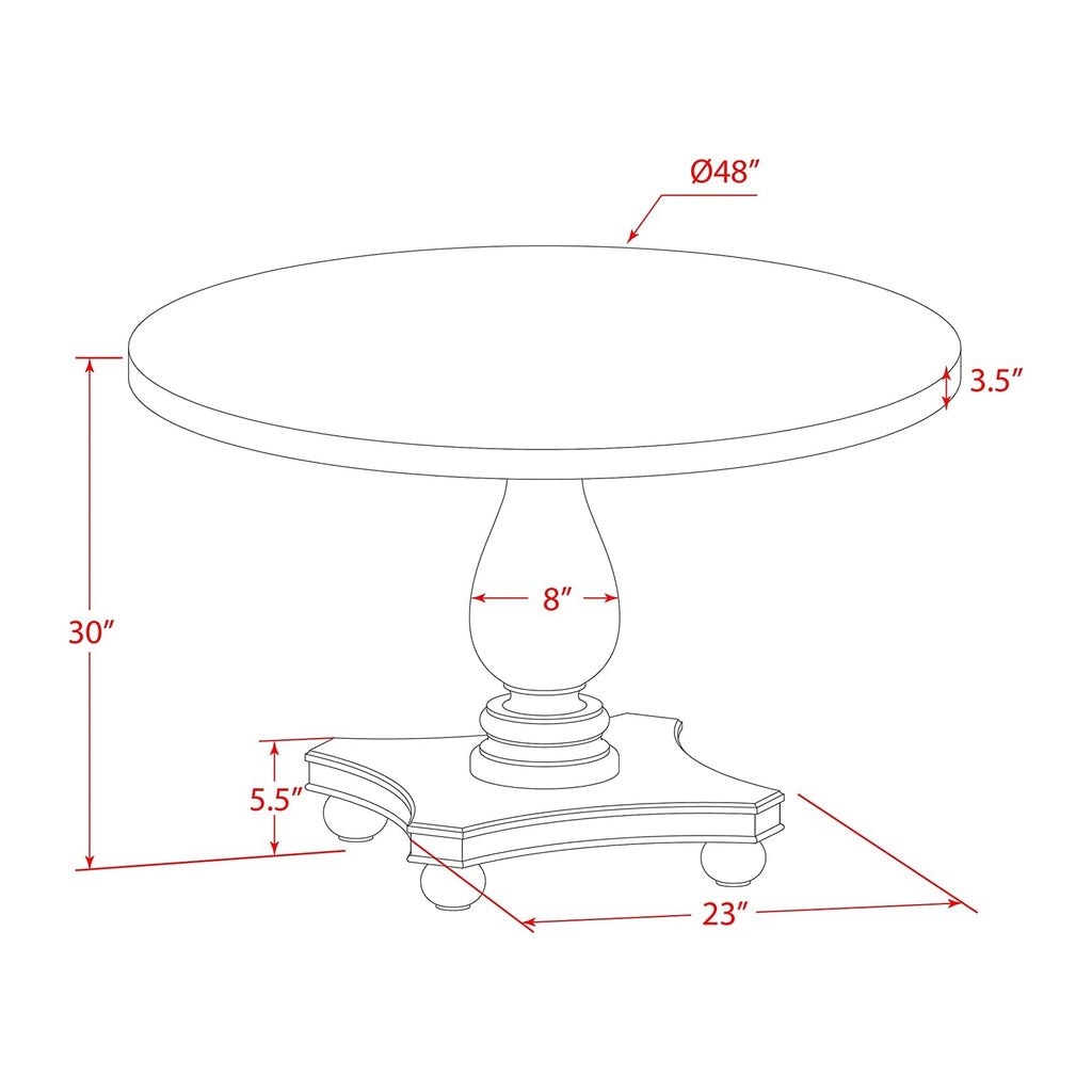 East West Furniture I2GA7-740 7 Piece Dining Set Consist of a Round Dining Room Table with Pedestal and 6 Dahlia Linen Fabric Upholstered Parson Chairs, 48x48 Inch, Distressed Jacobean