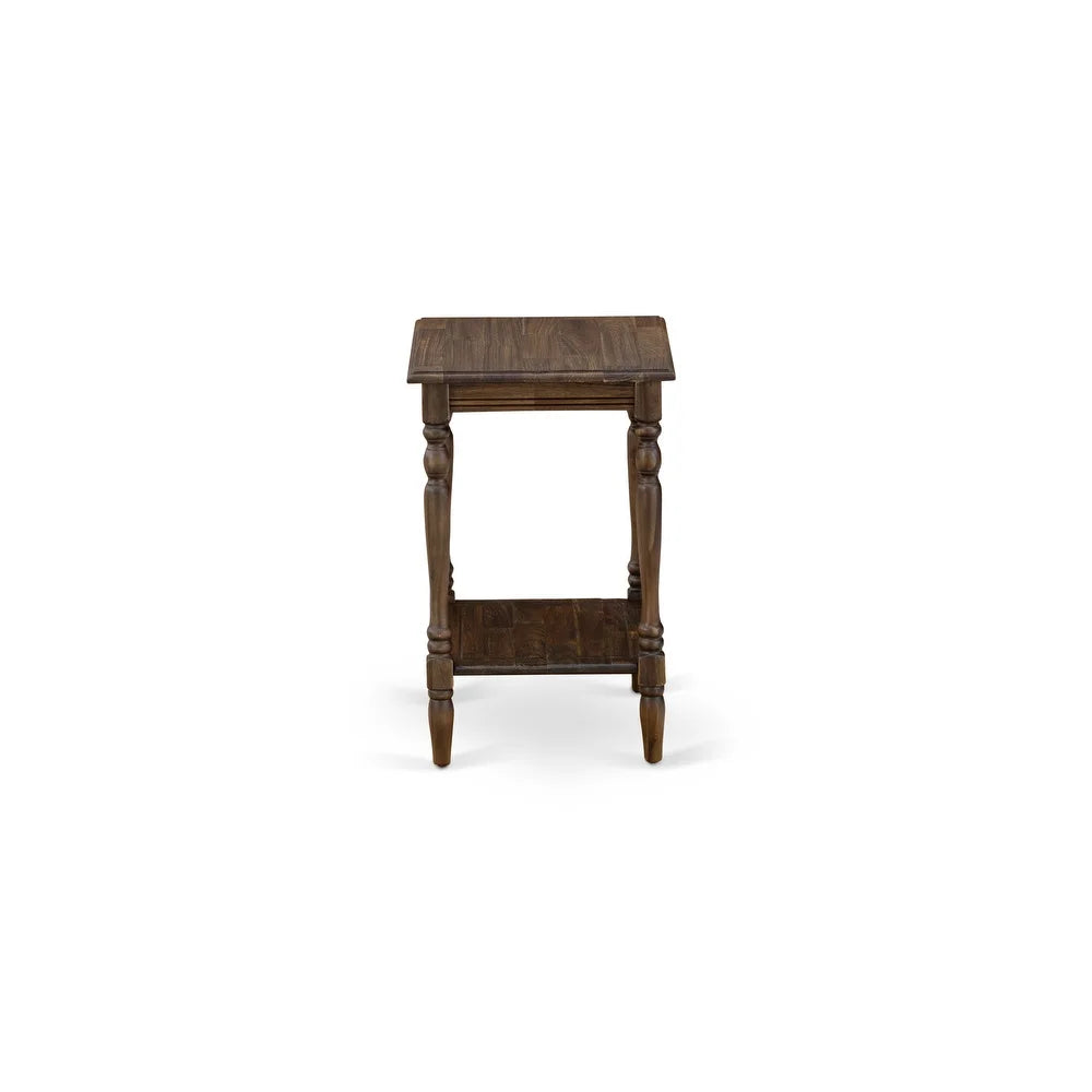 Juego de dormitorio de 2 piezas tamaño queen East West Furniture KD18Q-1BF07: 1 cama tamaño queen con cabecero acolchado de lino marrón y capitoné con botones, 1 mesita de noche de madera y patas con acabado negro.