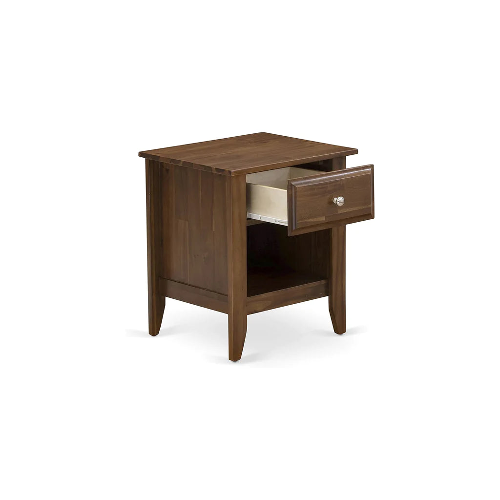 Juego de dormitorio de 3 piezas East West Furniture KD16Q-2GA08 tamaño Queen: 1 cama tamaño Queen, cabecera acolchada con botones y tela de lino color caqui oscuro, 2 mesitas de noche con cajón de madera y patas con acabado negro.